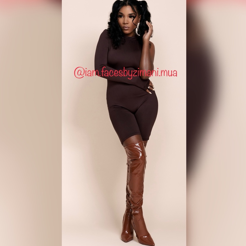 Steve Madden Cognac Patent Over the Knee Boots